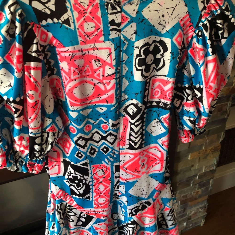 Colorful Geometric Pattern Figure Skating Dress - Picture 2 of 6